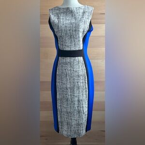 Enfocus Studio Series - Size 12 sleeveless Dress, blue/black/white with stretch